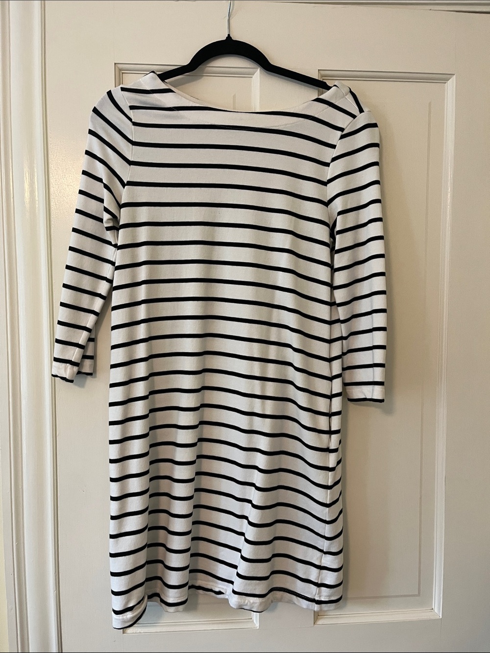 a new day White and Black Horizontal Stripe Midi Dress